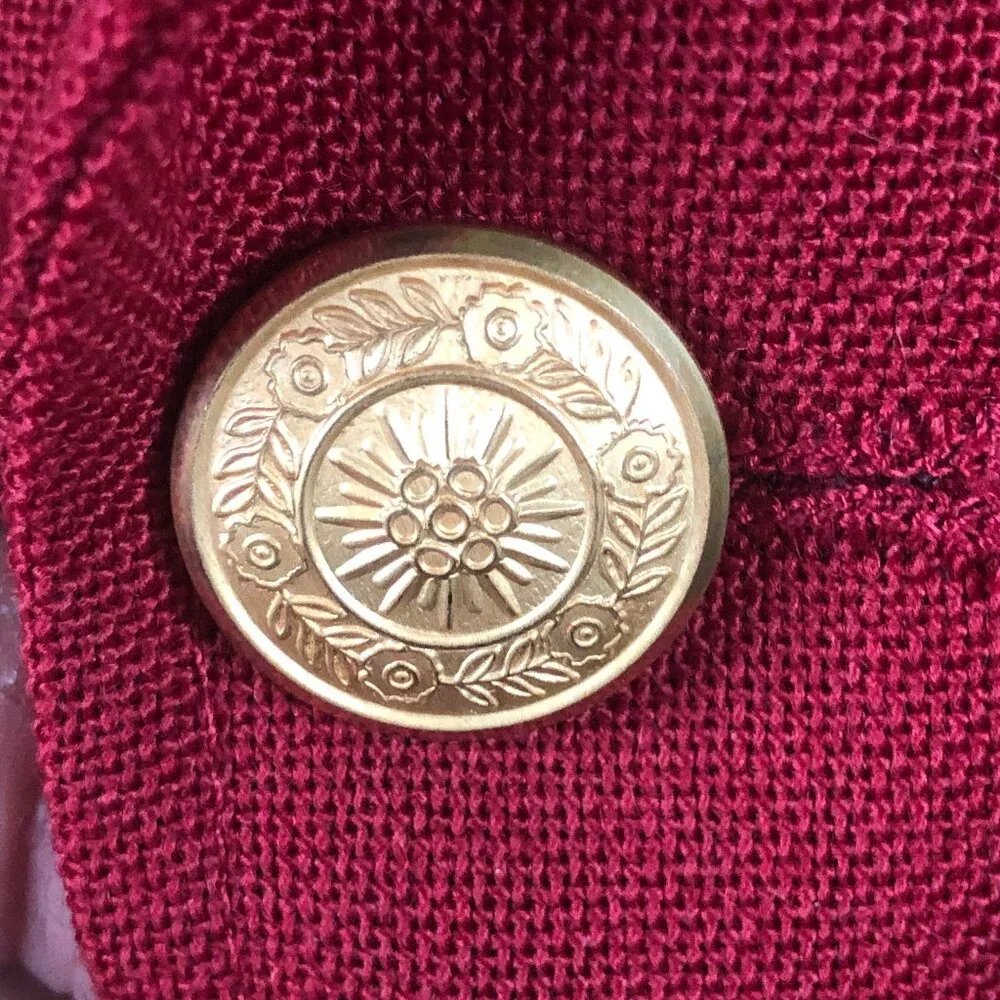Vintage Edwards Red Blazer — Made in USA | Gold Crest Buttons | Heritage